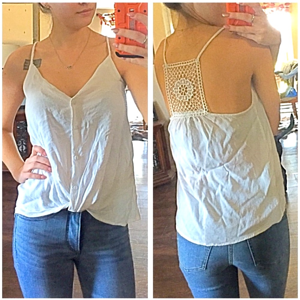 Crochet back white top!